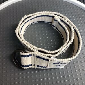 Hollister Men Distressed Cotton Stripe Belt White